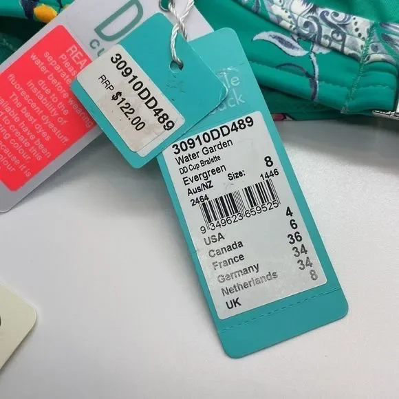 NWT Seafolly Water Green DD Cup Bralette Evergreen (USA 4) - Picture 5 of 6